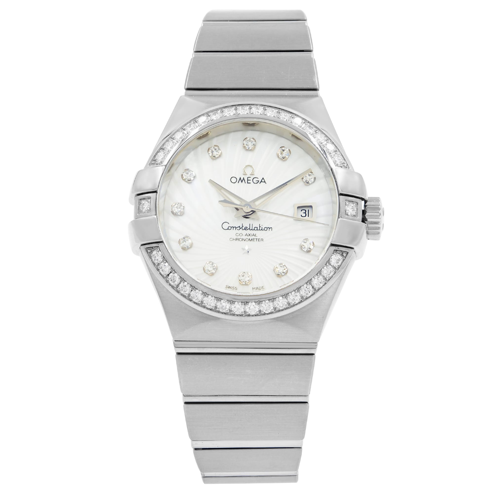 Front Full View Of OMEGA 123.55.31.20.55.003 White Gold Watch