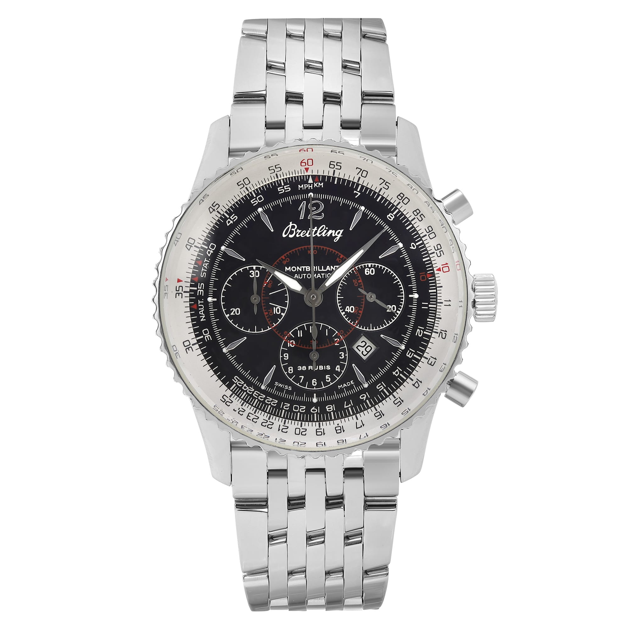Front Full View Of Breitling A41330 Stainless Steel Watch