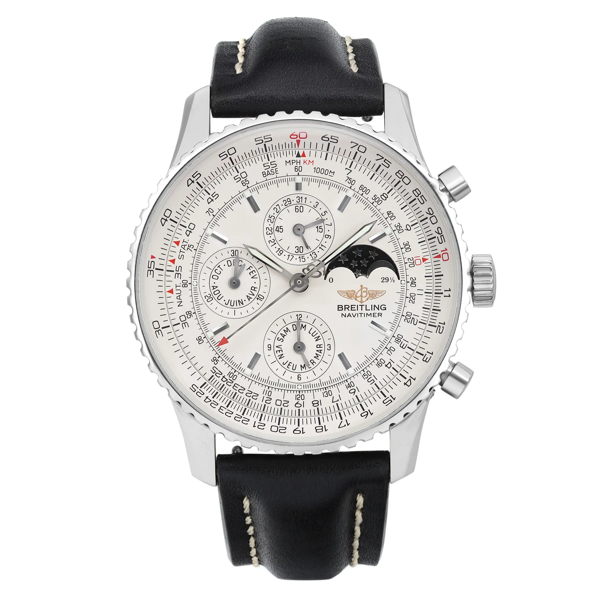 Front Full View Of Breitling A19340 Stainless Steel Watch