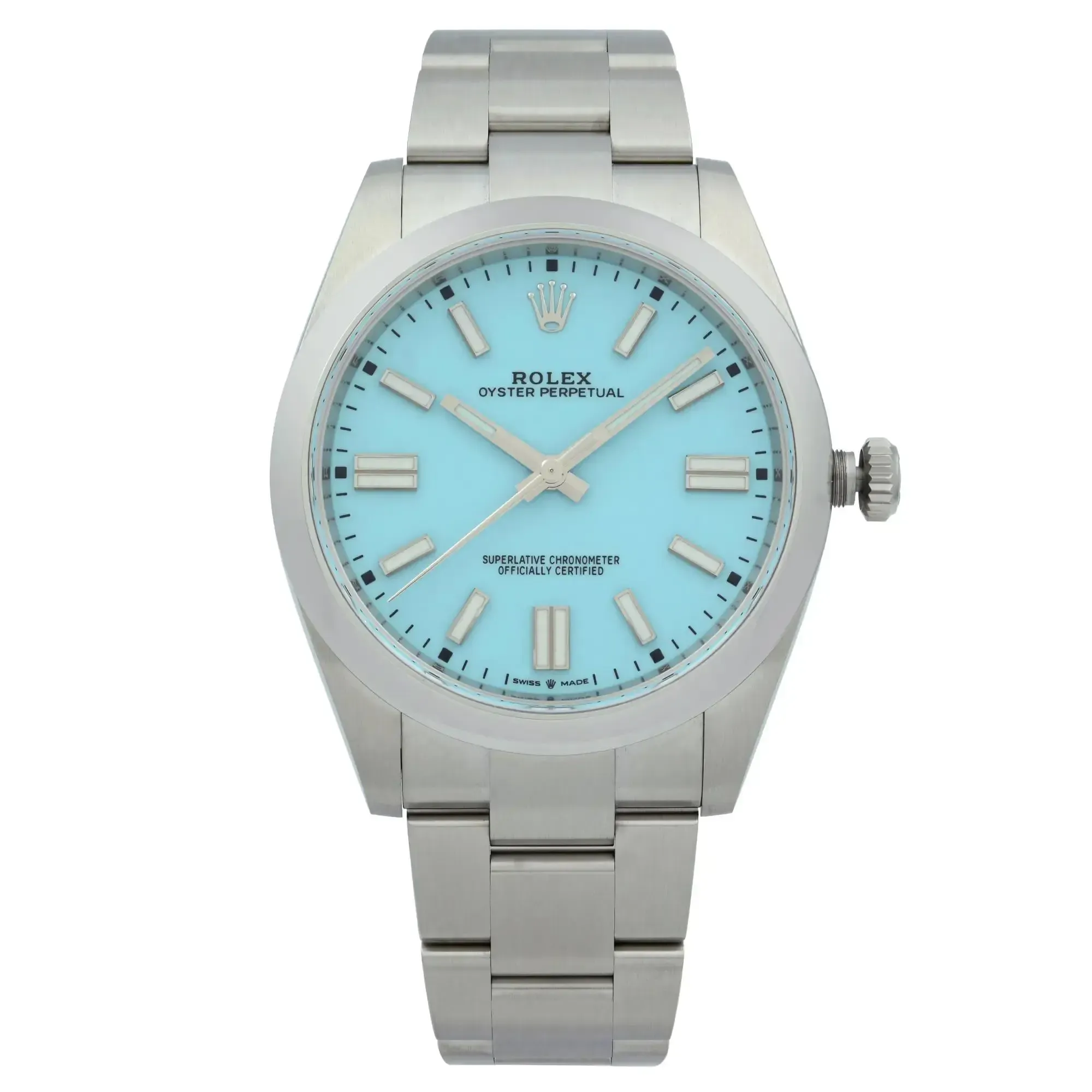 Front Full View Of Rolex 114300 Stainless Steel Watch