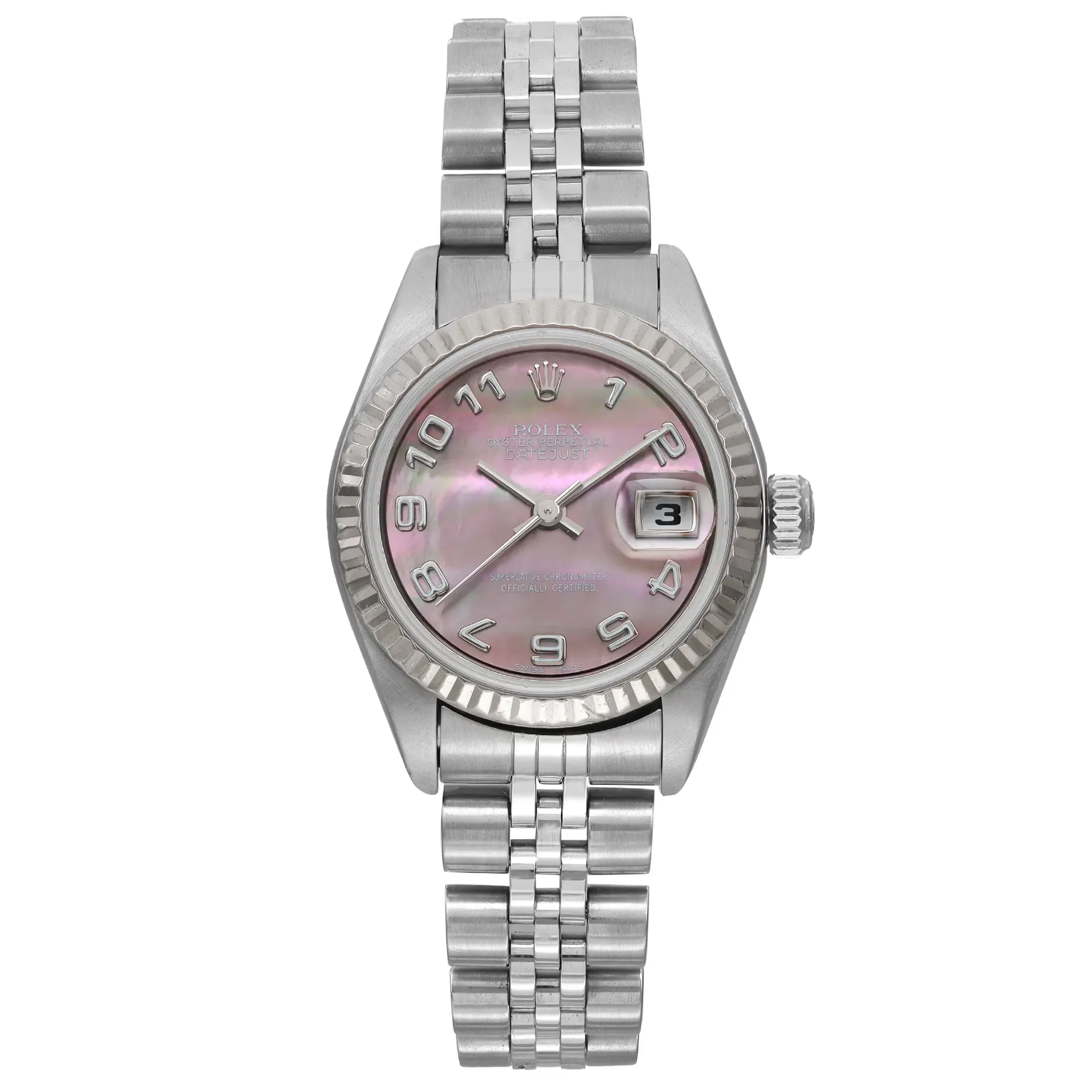 Front Full View Of Rolex 79174 Stainless Steel Watch