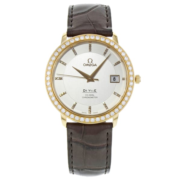 Front Full View Of OMEGA 413.58.37.20.52.001 Rose Gold Watch 