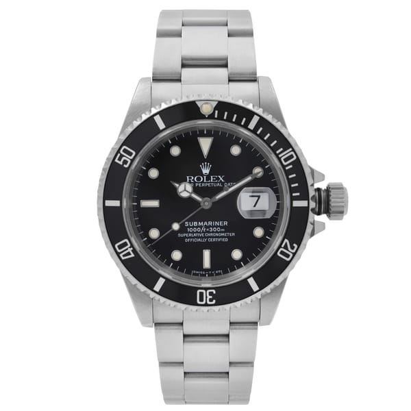 Front Full View Of Rolex 16610 Stainless Steel Watch 