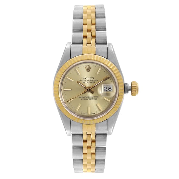 Front Full View Of Rolex 69173 Stainless Steel Watch 