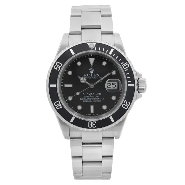 Front Full View Of Rolex 16610 Stainless Steel Watch 