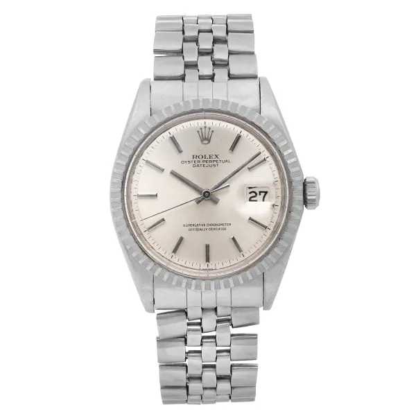 Front Full View Of Rolex 1603 Stainless Steel Watch 