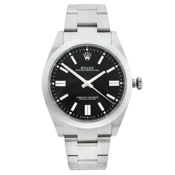 Front Full View Of Rolex 114300 Stainless Steel Watch 